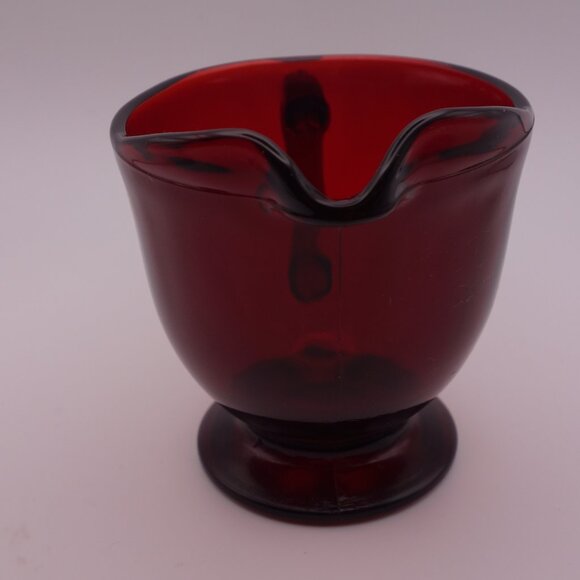 Red Glass Sugar Bowl and Milk Jug Set - Picture 9 of 16